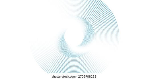 Linhas de círculo azul abstrato sobre fundo branco. Projeto de arte de linha de faixa geométrica. Padrão de linhas de gradiente moderno. Conceito de tecnologia futurista. Terno para website, banner, apresentação, brochura, capa