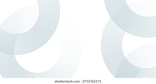 Abstractas líneas circulares azules sobre fondo blanco. Diseño geométrico del arte de la línea de la raya. Patrón moderno de líneas degradadas. Concepto de tecnología futurista. Traje para el Sitio web, Anuncio, presentación, folleto, cubierta