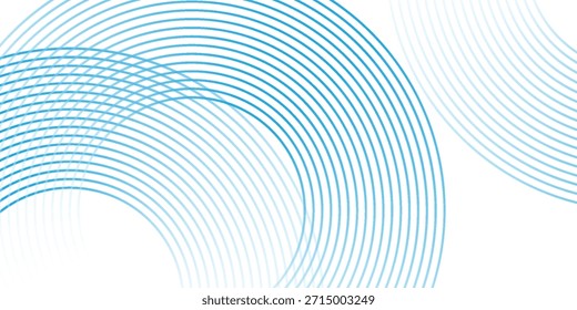 Abstractas líneas circulares azules sobre fondo blanco. Diseño geométrico del arte de la línea de la raya. Patrón moderno de líneas degradadas. Concepto de tecnología futurista.
