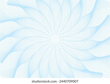 Abstract blue circle lines pattern (guilloche curves) background useful for certificate, diploma, blank, formal paper, official document, artificial intelligence or neural networks concepts. Vector
