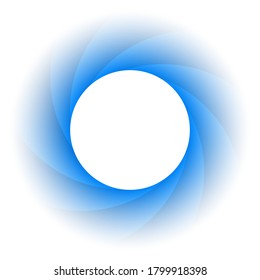 Abstract blue circle on white background. Round shape camera shutter frame with translucent waves isolated object. Vector illustration of design element for logo concept, website backdrop - Powered by Shutterstock - Get 15% off with code: PIKWIZARD15