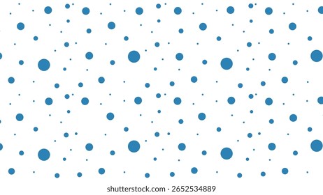 Abstract blue circles of varying sizes on a soft white backdrop. Dynamic, repeatable vector for fabric, decor, or packaging.