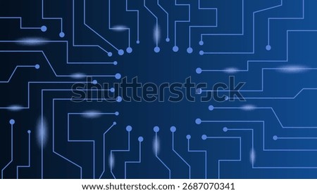 Abstract Blue Circuit Board Pattern With Glowing Pathways Representing Modern Tech Innovation, Digital Connectivity, and Artificial intelligence