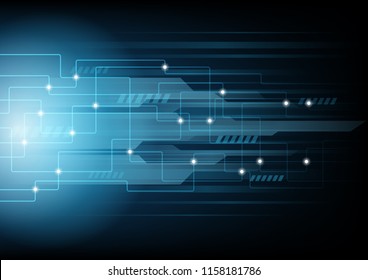 Abstract blue circuit board system and light explosiion digital technology background, Vector illustration
