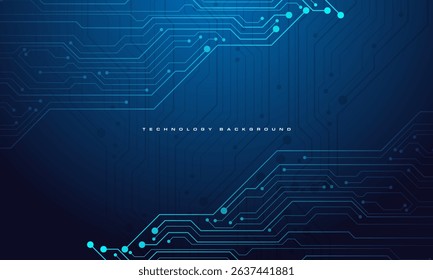 Abstract blue circuit cyber technology connected lines electronics computer digital design modern futuristic background vector illustration.