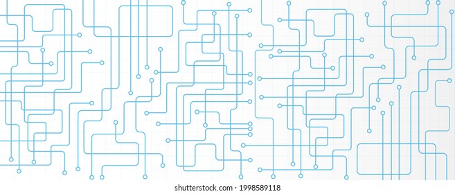 Abstract of blue circuit electronic or electrical line connection engineering technology concept, vector background 