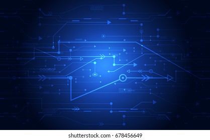 Abstract blue circuit technology concept. vector background illustration