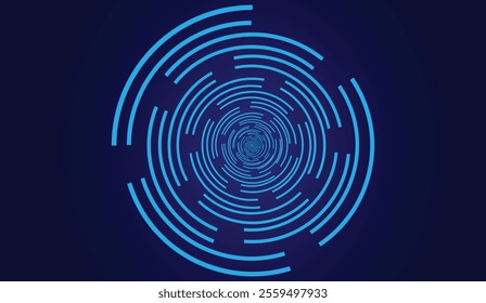 Abstract blue circular design with concentric circles on a dark background, creating a captivating tunnel effect