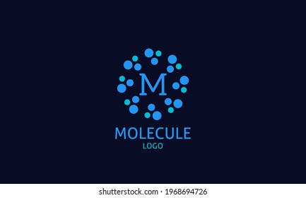 Abstract blue circular round initial letter logo vector design for science, technology, healthcare