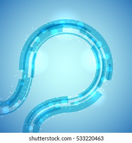 Abstract blue circular stripes technology vector background.