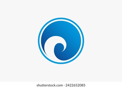 Abstract  Blue Circular Waves Logo. Circle Shape Logotype Usable for Business and Branding Related with Ocean, Sea, Surf, Water, Wet, Sphere, motion, Round, Nature, Splash Creative Logotype Element.