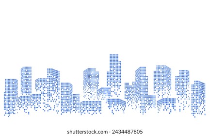 Abstrakter blauer Stadtbild-Hintergrund mit vielen Wolkenkratzern.