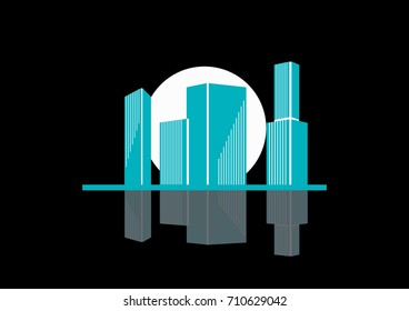 abstract blue cityscape vector icon. skyline logo