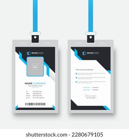 Abstract Blue Clean and simple id card template. Corporate company employee identity card template 