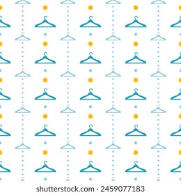 Abstract Blue Clothing Hangers Line Vector Pattern can be use for background and apparel design