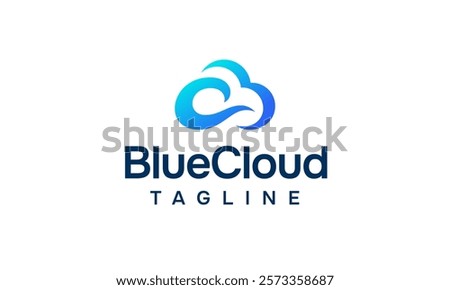 Abstract blue cloud logo design. Sky clouds hosting or storage vector design