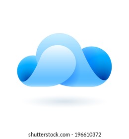 Abstract blue cloud made of curved elements. Cloud computing