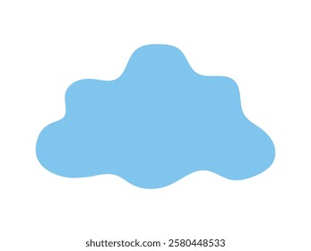 Abstract Blue Cloud Shape on Isolated White Background. Concept of Weather Icon, Minimalist Design, Sky Element, and Graphic Illustration. Ideal for Meteorology and Nature-Themed Projects.