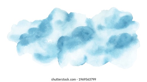 Abstract blue cloud watercolor hand-painted stain