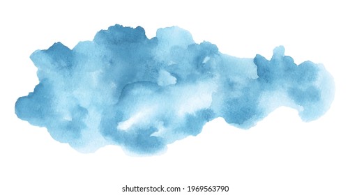 Abstract blue cloud watercolor stain