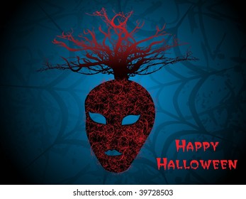 abstract blue cobweb background with halloween mask