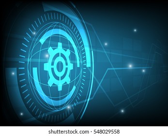 Abstract blue cog gear Circle digital technology background, futuristic structure elements concept background design