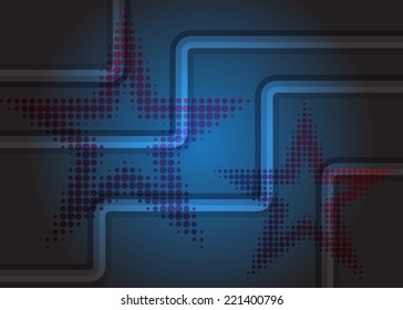 Abstract Blue Color Background. Abstract Glowing Star Background. Vector Illustration.