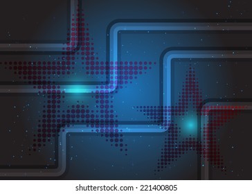 Abstract Blue Color Background. Abstract Glowing Star Background. Star Light. Vector Illustration.