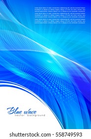 Abstract blue color background with lighting effect. Bright cover design layout for corporate flyer, business book, booklet, brochure, poster, banner. Vector