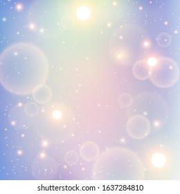 Abstract blue color blurred background with circles bokeh and glitter sparkle light. Cosmos. Holiday.  EPS 10