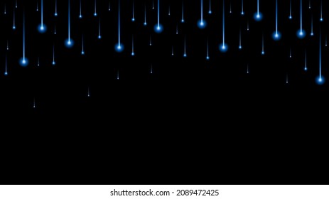 Abstract Blue Color Falling Stars Night Dark Background Vector Moon Design Style Glow Light
