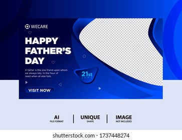 Abstract Blue color father's day Web banner Design