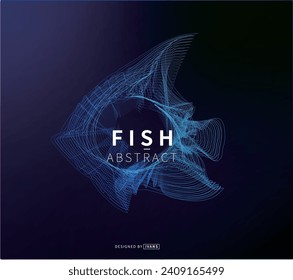 Resumen de peces de color azul sobre fondo negro Ilustración vectorial de un mar estrellado