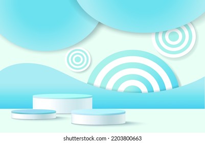 Abstract blue color geometric shape background, modern minimalist mock up for podium display or showcase