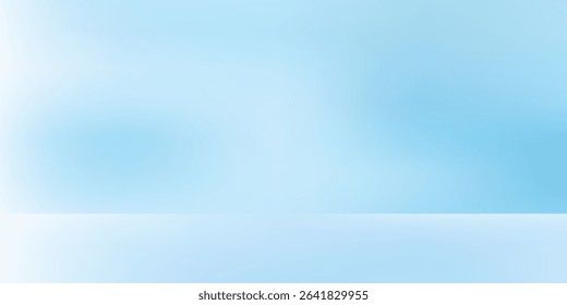 Abstract blue color gradient studio background for product presentation. Empty room with shadows of window and flowers and palm leaves . 3d room with copy space. Summer concert. Blurred backdrop.