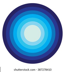 Abstract blue color graphic with circular, circle pattern.