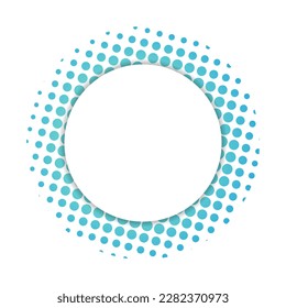 Abstract Blue Color Halftone Pattern With Frame Background. Gradient. Vintage. Wallpaper. Vector