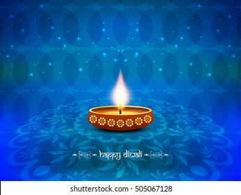 Abstract blue color Happy Diwali background design

