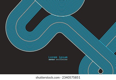 Abstract blue color horizontal banner background with circle lines. Geometric stripe line art design. Modern shiny blue lines. Futuristic technology concept. Vector illustration