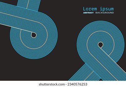 Abstract blue color horizontal banner background with circle lines. Geometric stripe line art design. Modern shiny blue lines. Futuristic technology concept. Vector illustration