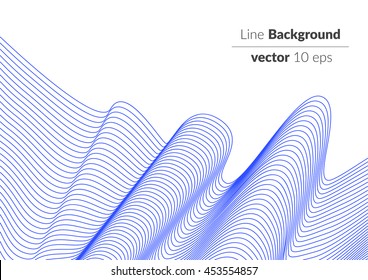 Abstract blue color line wave on white background vector flat design template. Applicable for covers, placards, posters, fliers and banner designs.

