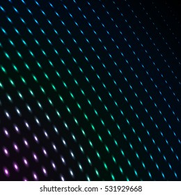 Abstract blue color neon dots, dotted technology background. Glowing particles, led light pattern, futuristic texture, digital vector design