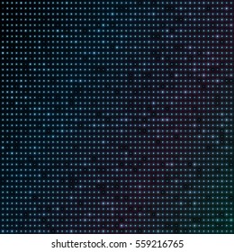 Abstract blue color neon dots, dotted technology background. Glowing particles, led light pattern, futuristic texture, digital vector design.