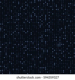 Abstract Blue Color Neon Dots, Dotted Technology Background. Glowing Particles, Led Light Pattern, Futuristic Texture, Digital Vector Design.