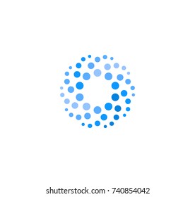 Abstract blue color round logo from circles. Water vector logotype template. Innovative cleaning and freezing method. Sparkling drink icon. 