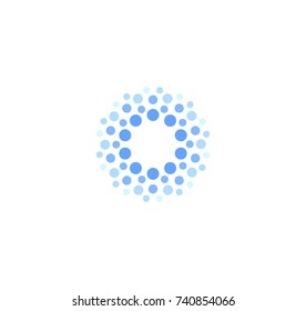 Abstract blue color round logo from circles. Water vector logotype template. Innovative cleaning and freezing method. Sparkling drink icon. 