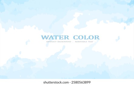 Abstract blue color splash design background.  Hand drawn vector texture. Brush stroked painting pastel color watercolor. Vector illustration