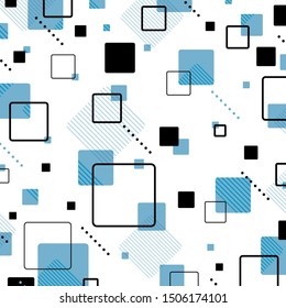 Abstract blue color square memphis geometric pattern background. Use for pattern design, artwork, template, presentation, ad. illustration vector eps10