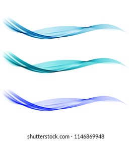 Abstract blue color wave design element. Set Blue wave. eps10