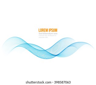 Abstract blue color wave design element. Blue wave
